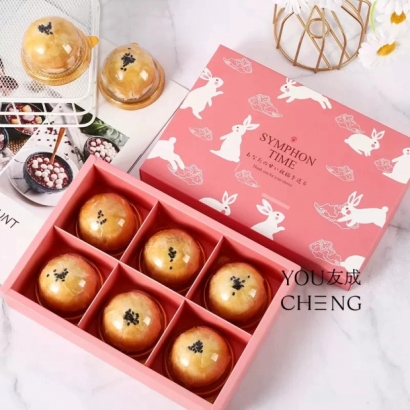 中秋、月餅禮盒6入裝-粉色玉兔